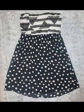 Roxy Black and White Strapless Polka Dot Dress
